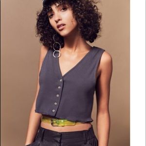 Kimchi Blue Anna button down crop tank